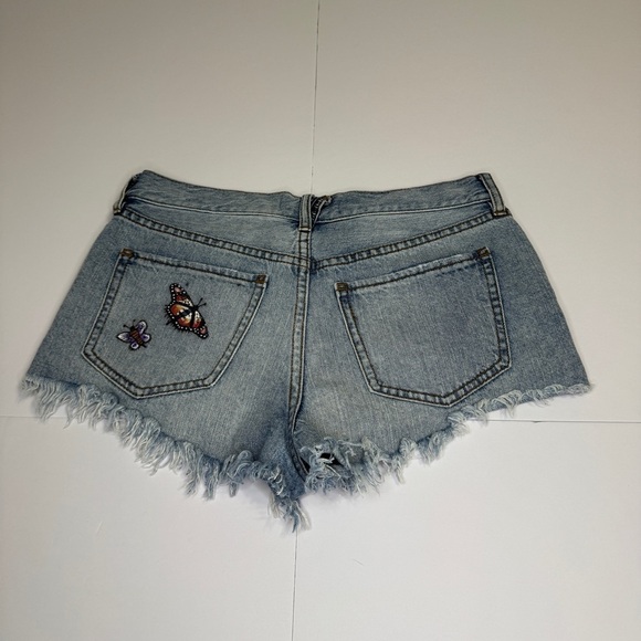 We The Free Butterfly Embroidered Denim Cutoff Shorts Size 26 - Picture 2 of 12